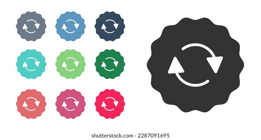 Black Recycle symbol icon isolated on white background. Circular arrow icon. Environment recyclable go green. Set icons colorful. Vector