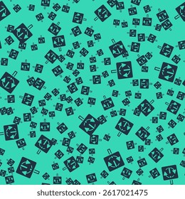 Black Recycle symbol icon isolated seamless pattern on green background. Circular arrow icon. Environment recyclable go green.  Vector