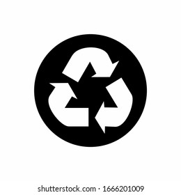 Símbolo de reciclaje negro. Tres flechas negras circulan. Vector de icono de reciclaje