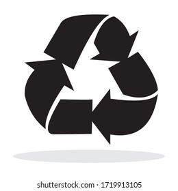 black recycle vector, white color background.