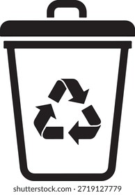 Cubo de reciclaje negro con tres flechas símbolo contenedor de basura