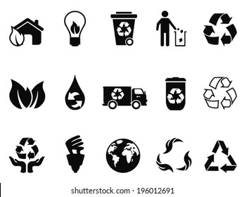 black recycling icons set