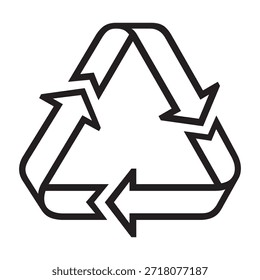 Icono plano de Vector de diseño de logotipo de reciclaje negro