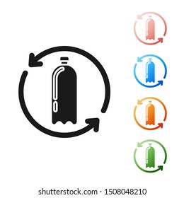 Black Recycling plastic bottle icon isolated on white background. Set icons colorful. Vector Illustration