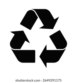 Black Recycling Symbol on White Background recycle