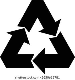 Black recycling symbol with three chasing arrows on a white background.