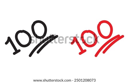 Black and red 100 number logo design. Vector illustration of 100 logo design in paint brush strokes. EPS 10
