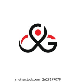 E comercial abstrato preto e vermelho e logotipo CDG