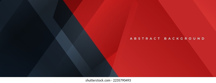 Black and red abstract banner. Red and dark grey modern abstract wide background with geometric shapes. Vector illustration