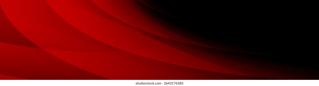 Black and red abstract banner with geometric pattern and gradient shades, dynamic curve shapes	
