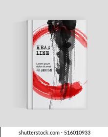 Black red abstract design. Ink paint on brochure, Monochrome element isolated on white. Grunge banner paints. Simple composition. Liquid ink. Background for banner, card, poster, identity,web design.