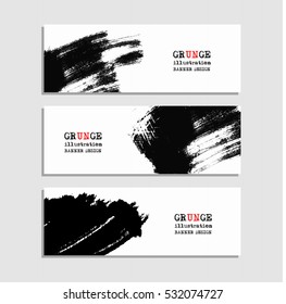 Black red abstract design. Ink paint on banner, Two color element isolated on white. Grunge banner paints. Simple composition. Liquid ink. Background for banner, card, poster, identity,web design