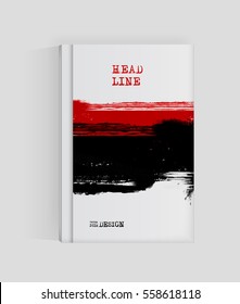 Black and red abstract design. Ink paint on brochure. Two color element isolated on white. Grunge banner paints. Liquid ink. Background for banner, card, poster, identity,web design