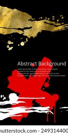 Black and red abstract design set. Ink paint on brochure, Design elements isolated on white.