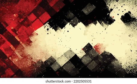 black and red abstract grunge background with halftone