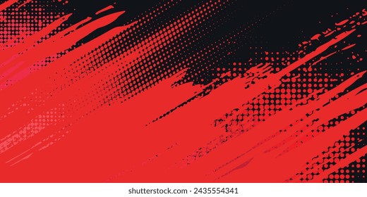 Black and red abstract grunge background with halftone style.