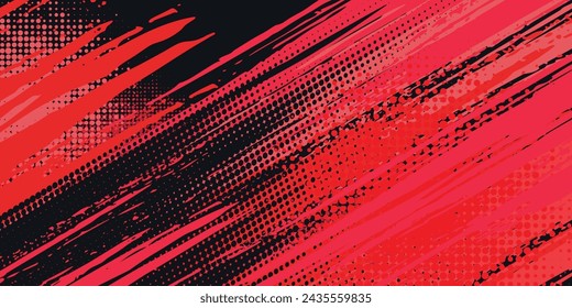 Black and red abstract grunge background with halftone style.