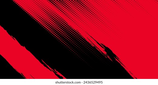 Fondo de grunge abstracto negro y rojo con estilo de semitono.