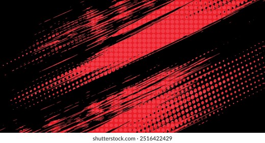 Fondo abstracto grunge negro y rojo con estilo semitono.