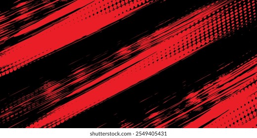 Fundo grunge abstrato em preto e vermelho com estilo de meio-tom.