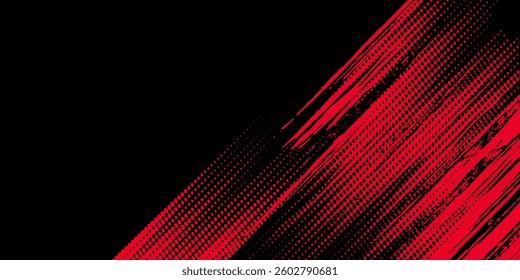 Black and red abstract grunge background with halftone style modern red