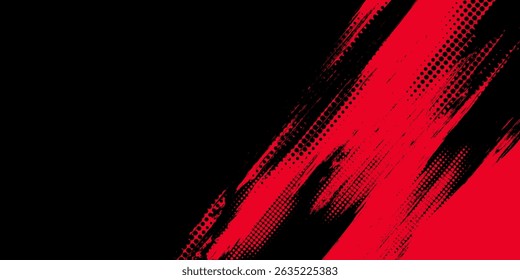 Black and red abstract grunge background with halftone style.