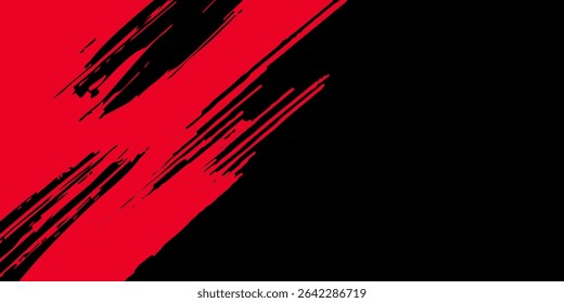 Fondo abstracto grunge negro y rojo con estilo semitono.