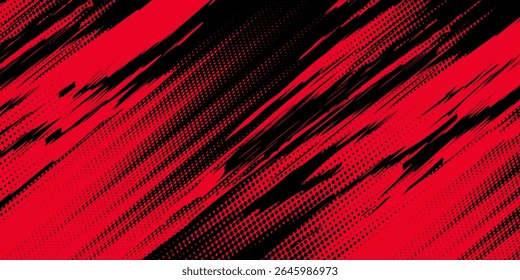Fundo grunge abstrato em preto e vermelho com estilo de meio-tom.