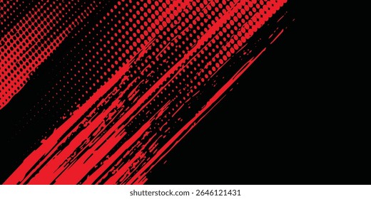 Black and red abstract grunge background with halftone style modern sport grunge