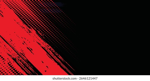 Fundo de grunge abstrato preto e vermelho com meio-tom estilo moderno esporte grunge