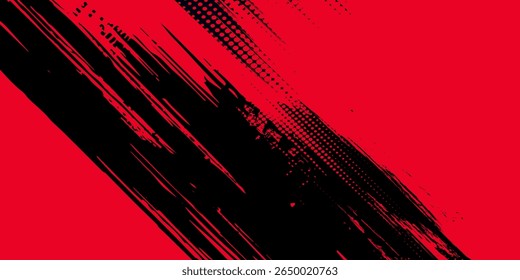 Fondo abstracto grunge negro y rojo con estilo semitono. eps 10