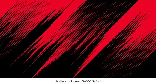 Fundo grunge abstrato em preto e vermelho com estilo de meio-tom.