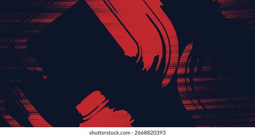 Fondo abstracto del grunge del negro y del rojo con el fondo abstracto del deporte de las artes modernas del estilo del halftone. Ilustración del Vector