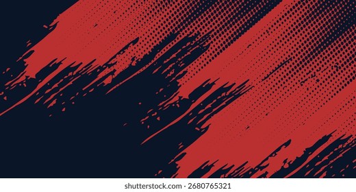 Fondo de grunge abstracto negro y rojo con diseño de fondo de Vector abstracto de fondo deportivo de artes modernas de estilo semitono