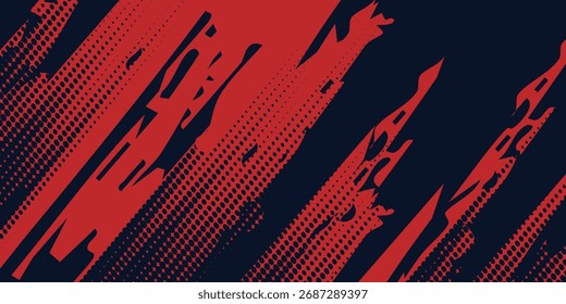 Fondo de grunge abstracto negro y rojo con Vector de artes modernas de estilo semitono eps10