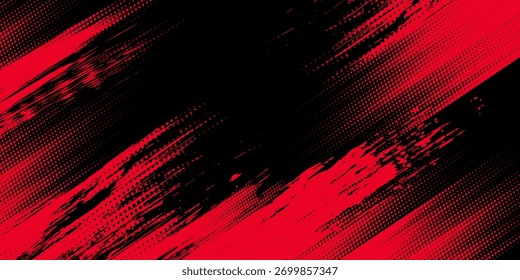 Fondo abstracto grunge negro y rojo con estilo semitono.