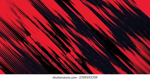 Fundo de grunge abstrato preto e vermelho com estilo de meio-tom. lava sakura Ásia Japão estilo de anime ilustração fundo esportivo banner estilo ilustração. moderno