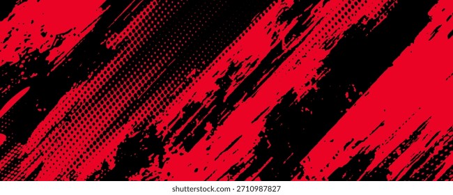 Fondo abstracto grunge negro y rojo con estilo semitono.	