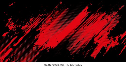 Fondo abstracto grunge negro y rojo con estilo semitono.
