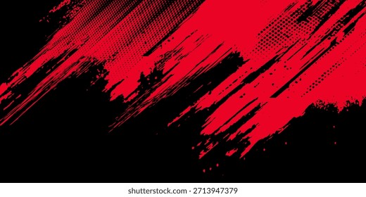 Black and red abstract grunge background with halftone style.
