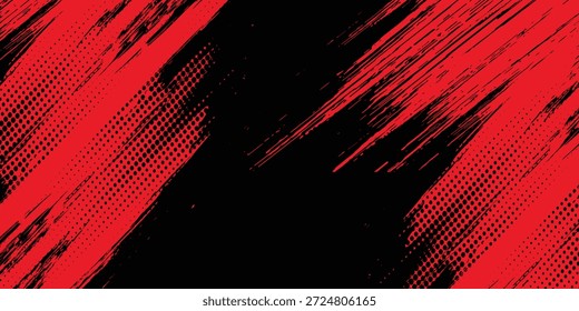 Black and red abstract grunge background with halftone style modern red	