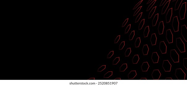 Black Red Abstract Hexagon Background Banner