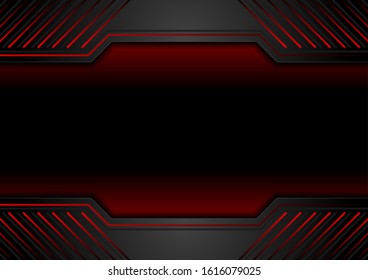 Black and red abstract hi-tech geometry background. Futuristic modern vector design