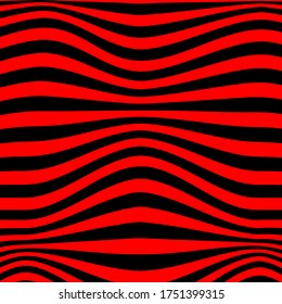 Black and red abstract striped background. Optical art. Vector.