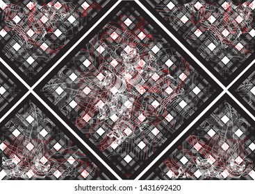 Black and red abstraction. Many lines. Drawing