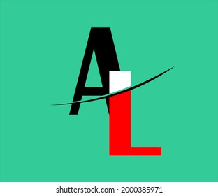 Logotipo AL negro y rojo sobre fondo verde