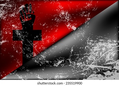 Black and red anarchy flag with anarchy cross and light grunge effect elements