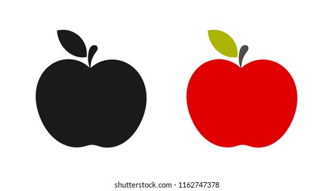 Black and red apple icons. Vector illustration