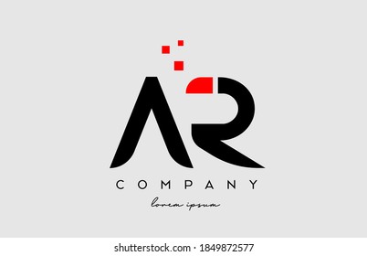 black red AR A R alphabet letter logo icon combination. Design for company and business