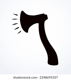 Black red arm power tool handl blade shape ad public warn audio alert hurt loud sound fun news idiom phrase battle idea logo war retro cartoon art. Funny line hand drawn fake proclaim white text space